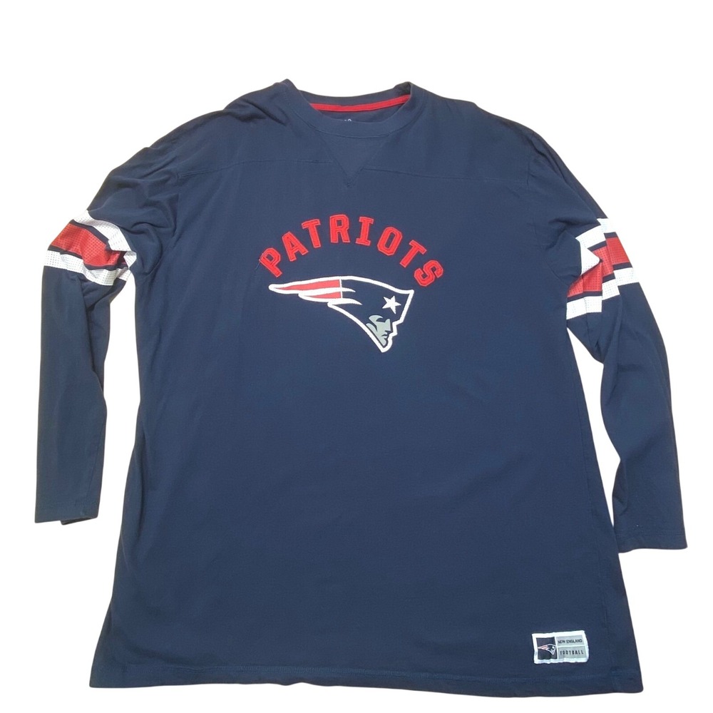 New England Patriots Majestic Long Sleeve Navy Blue 2XLT